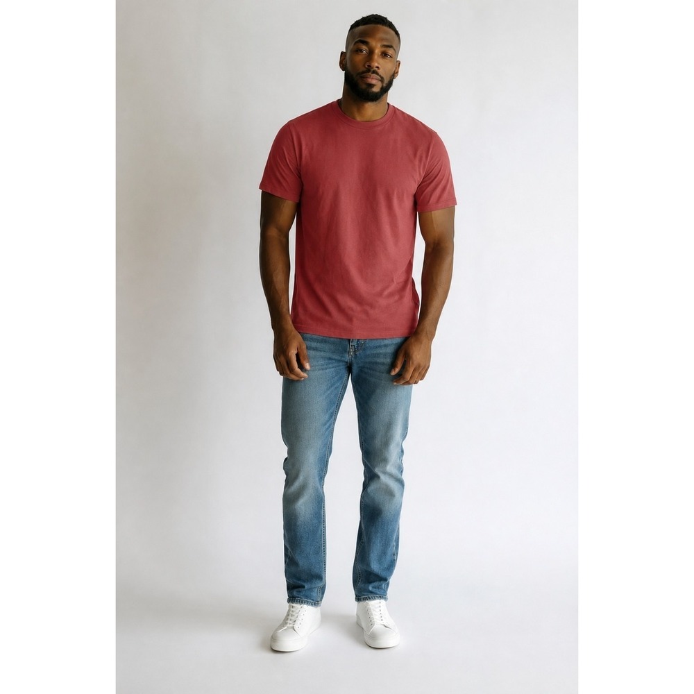 George Mens Crewneck Short Sleeve T-Shirt Burgundy Red Sz Large